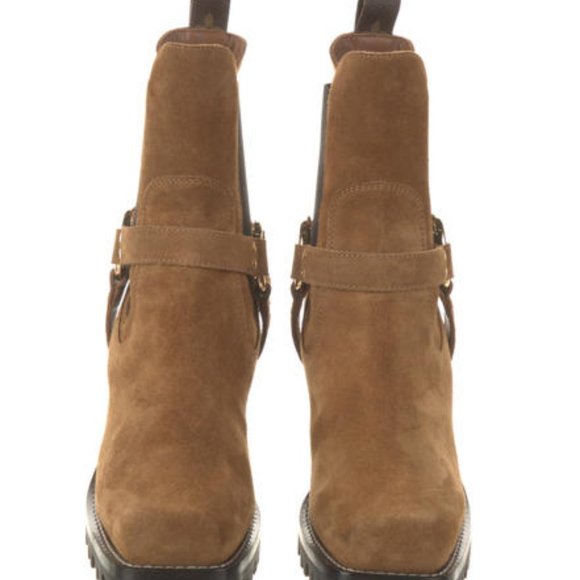 New Authentic Louis Vuitton Brown Suede Chelsea Boot Gold Hardware Size 36 - Picture 3 of 5